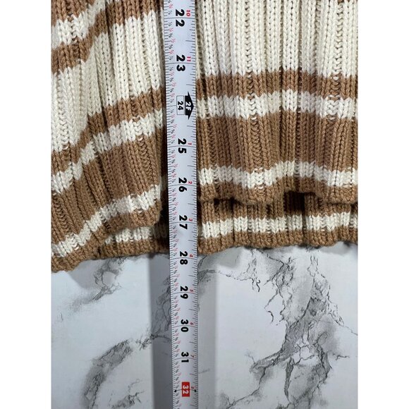 St. Johns Bay Womens XL Striped Knit Sweater Brown & Cream Ribbed Pullover - Picture 4 of 5